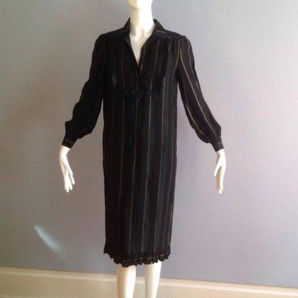 Vintage Black SILK Midi Dress by Mila Schon Italy - Picture 5 of 7